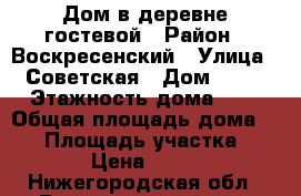 Дом в деревне гостевой › Район ­ Воскресенский › Улица ­ Советская › Дом ­ 59 › Этажность дома ­ 2 › Общая площадь дома ­ 72 › Площадь участка ­ 200 › Цена ­ 1 500 - Нижегородская обл., Воскресенский р-н, Благовещенское с. Недвижимость » Дома, коттеджи, дачи аренда   